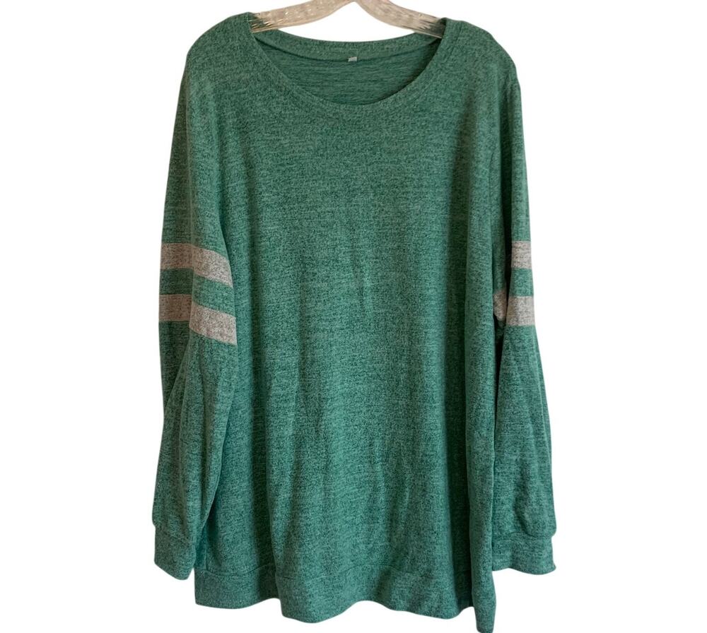 Unbranded Womens Plus Size 2X Green Raglan Baseball Style Tee Super Soft Snuggle